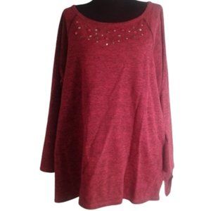 Avenue Shirt 22/24 embellished Top Hot Pink Black Heathered